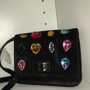 💕Black Jeweled Velvet Purse